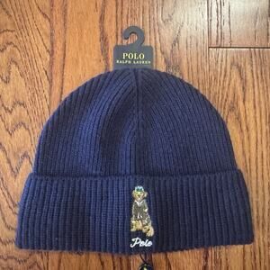 Polo Ralph Lauren Beanie Embroidered Logo Golden Retriever Dog Blue PC1382 NWT